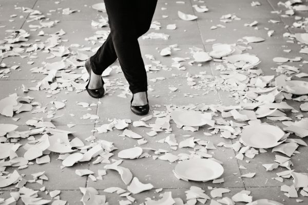 grayscale-of-woman-in-black-flat-sandals-walking-803951