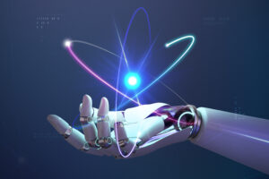 AI nuclear energy background, future innovation of disruptive technology