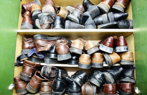 Cabinet full of leather shoes