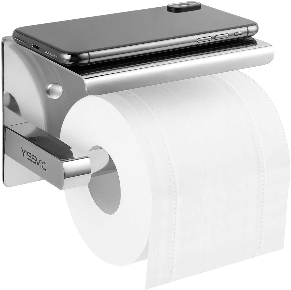 Migliori accessori per il bagno - porta carta igienica con appoggio per il cellulare