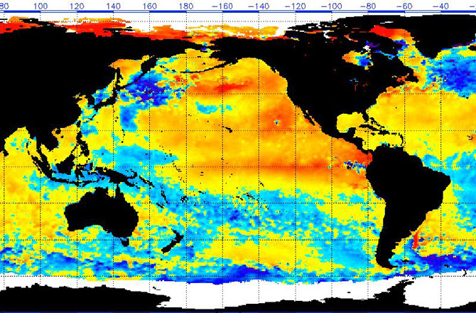 Il risccaldamento degli oceani dovuto al El Nino, agosto 2015