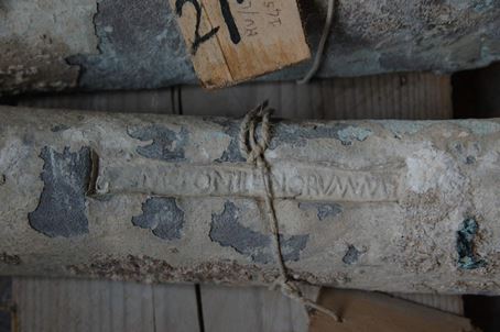 iscrizione romana  sui lingotti di piombi usati da infnf